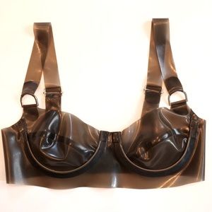 Libidex Latex Manette Bra - Transparent Smokey Black 0.5mm Rubber - 32B